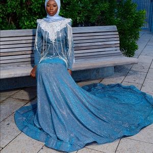 Sparkly blue prom dress